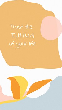 Trust the timing of your life Memphis quote template vector