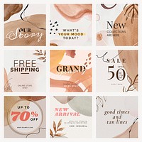 Instagram sale ad template vector abstract style set