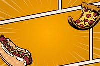 Pop art hotdog and pizza comic strip template vector