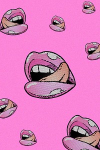 Pink lips on background design resource