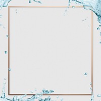 Water splashing with a golden frame design resource 