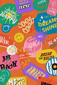 Retro word sticker colorful vector background paper texture