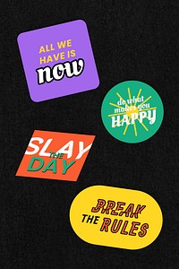 Retro text cute sticker psd set