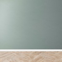 Green blank concrete wall mockup with a wooden floor