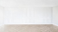 Minimal empty room with white patterned wall