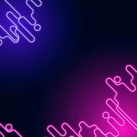 Neon abstract border on a squared dark purple template vector