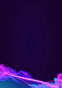Neon synthwave border on a dark purple poster template vector