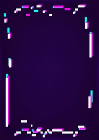 Neon glitched frame on a dark purple background vector