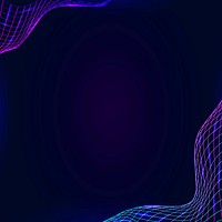 Neon synthwave  border on a squared dark purple template vector