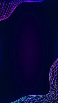 Neon synthwave  border on a dark purple social story template vector