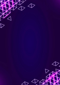 Neon geometric border on a dark purple poster template vector