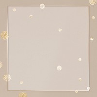 Gold frame with shimmery dots on a brown background