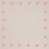 Pink heart patterned frame on a light brown background