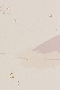 Shimmering gold stars and moon on a watercolor background