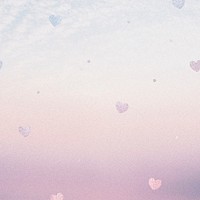 Shimmering hearts on a gradient background 