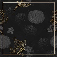 Gold frame on a dark floral patterned background