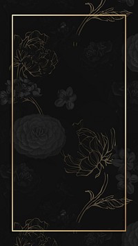 Gold frame on a dark floral patterned background