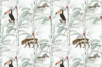 Hand drawn tropical pattern on a white background