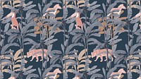 Hand drawn tropical patterned on a blue background