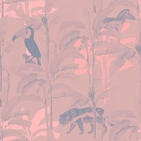 Hand drawn tropical pattern with a pink effect