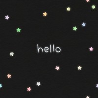 Hello greetings typography on a black background with colorful stars vector 