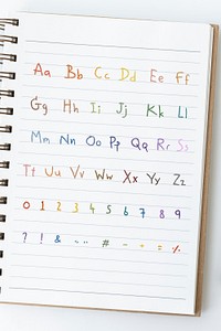 The Alphabet on a notebook page mockup