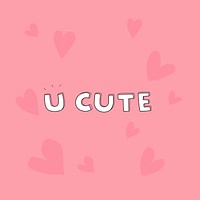 Doodle white U Cute word on a pink background vector