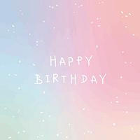 White happy birthday typography on pastel background vector