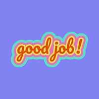 Orange Good Job! word on a purple background vector