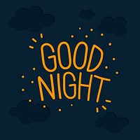 Orange Good night word on a dark blue background vector