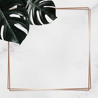 Gold green leafy frame psd 