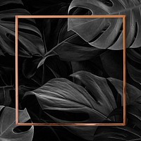 Tropical gold monstera psd frame 