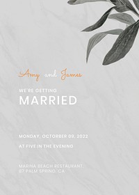 Botanical wedding invitation card vector template