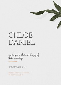 Mockup wedding invitation card psd template