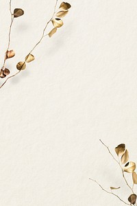 Gold branch foliage psd on beige background 
