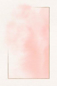 Gold rectangle frame on pink watercolor background