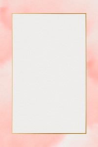 Gold rectangle frame on pink watercolor background