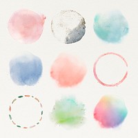 Watercolor blobs and brush stroke set