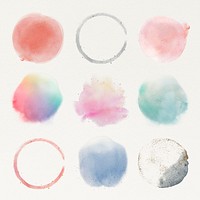 Watercolor blobs and brush stroke set