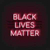 Neon red black lives matter sign vector 