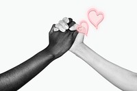 Diverse people holding hands to justify equality design element