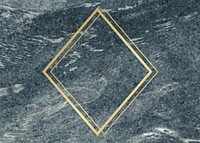Golden framed rhombus on a marble texture