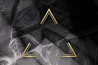 Golden framed triangle on a marble texture