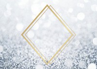 Golden framed rhombus on a glitter texture