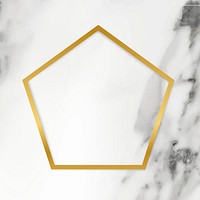 Golden framed pentagon on a marble textured vector