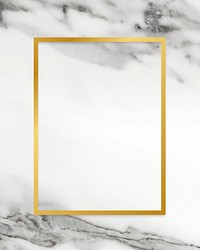 Golden framed rectangle on a marble textured vector