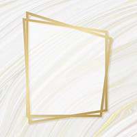 Golden framed trapezium on a liquid marble textured vector