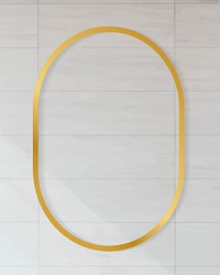 Golden framed oval on a tile textured vector