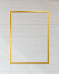 Golden framed rectangle on a tile textured vector