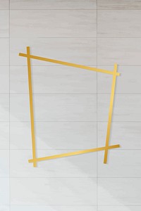 Golden framed trapezium on a tile textured vector